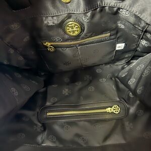 Black Tote Bag with Gold Accents